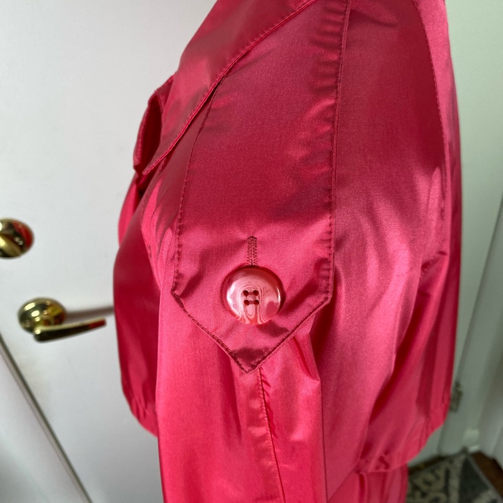 Worthington Essentials women Trench rain Coat Sz 4 petite dark pink pockets NWOT - Picture 8 of 12